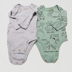 Carter's Blue and Green Dog Print Bodysuits
